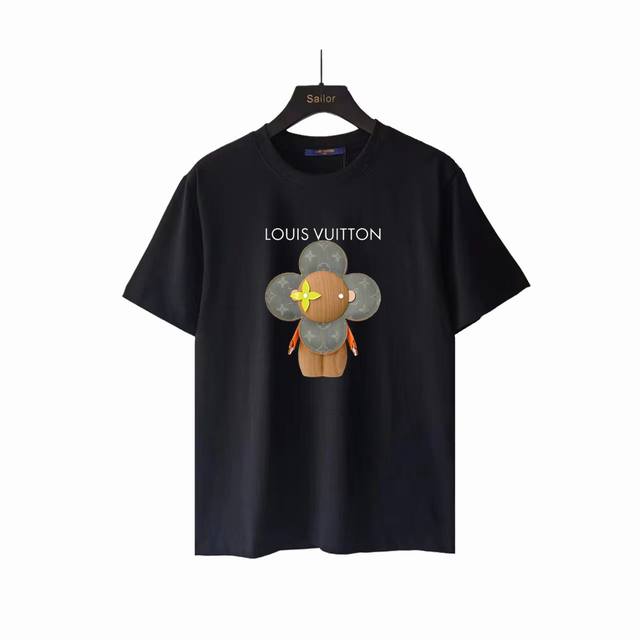 实拍细节图+尺码表 Louis Vuitton 路易威登 向日葵标识Logo印花短袖T桖 原版面料 官方同款 短袖T恤 定制 260克手感非常舒服 春夏最新砖柜