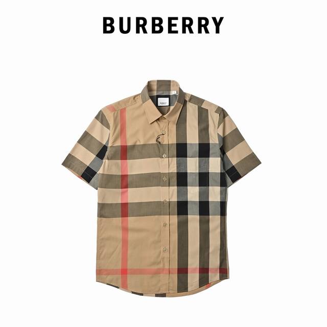 Burberry 巴宝莉 大格纹短袖格子衬衫 男士新款斜格纹棉绸府短袖衬衫，95 %纯棉面料，5%氨纶 ，修身裁剪男士短袖衬衫，精选弹力棉绸府格纹打造，装饰格纹