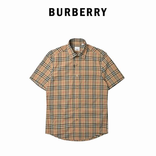 Burberry 巴宝莉 细线格纹短袖格子衬衫 男士新款斜格纹棉绸府短袖衬衫，95 %纯棉面料，5%氨纶 ，修身裁剪男士短袖衬衫，精选弹力棉绸府格纹打造，装饰格