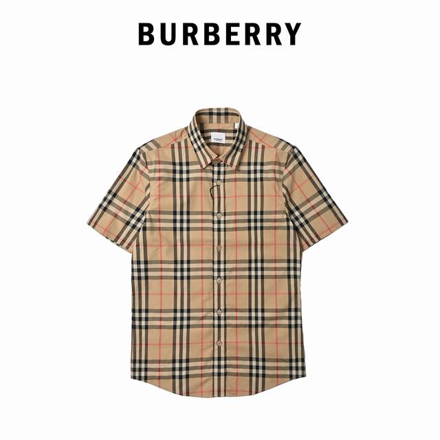 Burberry 巴宝莉 经典款短袖格子衬衫 男士新款斜格纹棉绸府短袖衬衫，95 %纯棉面料，5%氨纶 ，修身裁剪男士短袖衬衫，精选弹力棉绸府格纹打造，装饰格纹