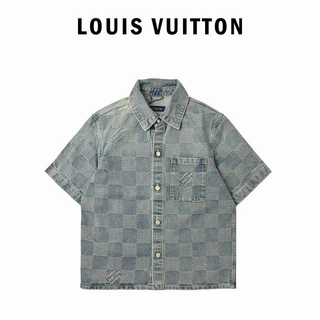 Louis Vuitton 路易威登 25Ss棋盘格套装牛仔短袖衬衫 原样14,100购买，直筒版型，定织棋盘格提花丹宁面料，经典的格子图案融合3D提花两种技术
