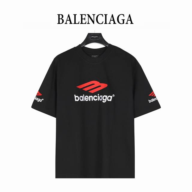 Balenciaga 巴黎世家 3M标Logo字母重工刺绣短袖T恤 280G重磅洗水纯棉面料 随意对比 特定重磅21S精棉平纹针织面料 搭配32S+70D拉架螺