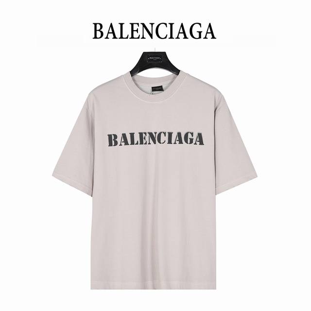 Balenciaga 巴黎世家 前后模糊喷墨字母短袖T恤 原版开发定织面料工艺洗水处理 高克重300克面料 质感十足 布面干净 柔软舒适 .索罗娜螺纹定染无色差