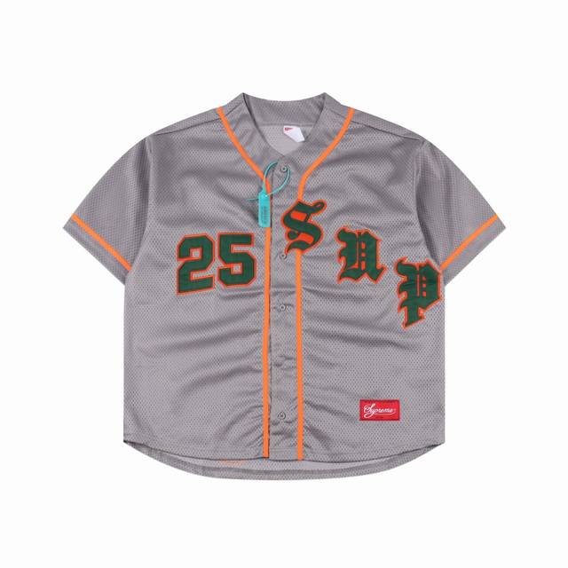 Supreme X 40 Acres 联名款 Ss25 Week9 Twill Baseball Jersey 后背数字英文Logo印花舒适简约休闲短袖美式潮流
