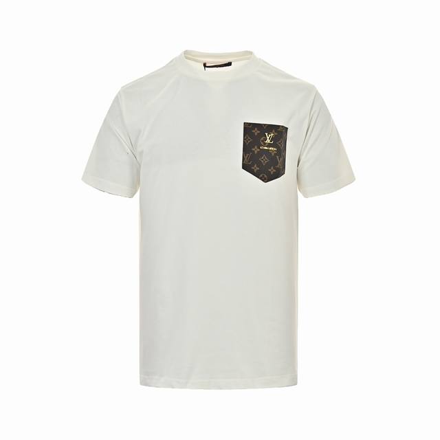 Louis Vuitton 路易威登 24Ss 老花皮标假口袋短袖 采用双股双纱全棉面料，手感更加舒适.亲肤透气不起 球！定制对色螺纹 原版开发，手感柔顺不变形