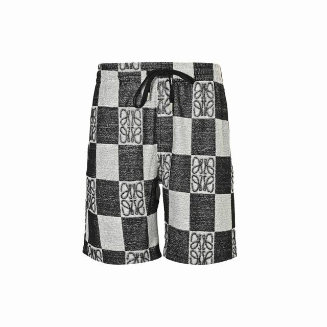 Loewe 罗意威 25Ss 毛巾棋盘格撞色图案套装短裤 专柜同款毛圈棋牌格提花毛巾短裤，定制同缸染毛巾面料使整体高透气和柔软性的质感更加凸显， 饱满的棉质感引