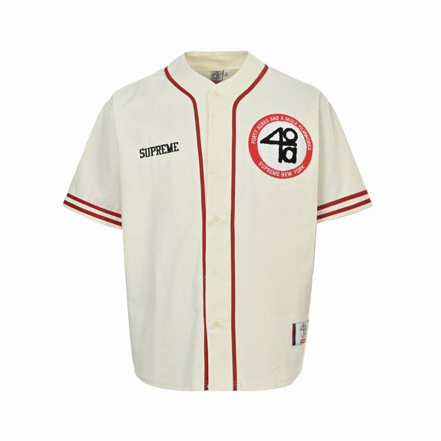 Supreme 后背数字英文Logo刺绣短袖棒球服 原版购入开发 棉帆布材质 上身很有调性 潮人叠穿搭配必备 毛巾刺绣贴布刺绣工艺 辅料独立定制 首发出品 颜色