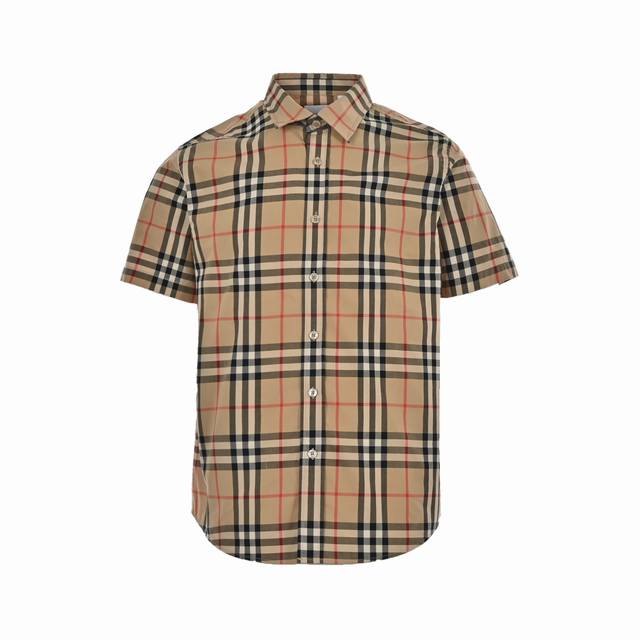 Burberry 巴宝莉 经典格纹短袖衬衫 面料采用双股80支梭织小斜纹面料，格纹对位，纱线定织定染，每个独立的尺码都是定位裁片，前幅，口袋，袖子等部位都是对格
