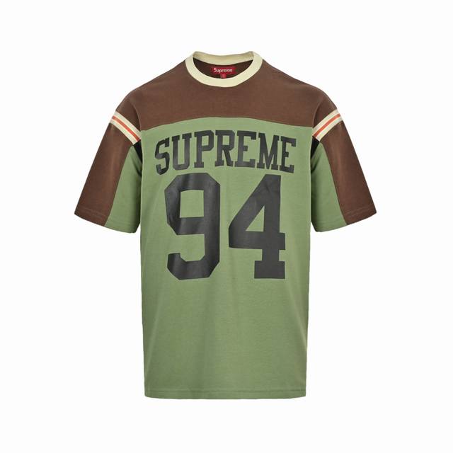 Supreme 25Ss Split S S Football Top 拼接图案罗纹短袖 美式潮流足球衣 男女同款 原版购入开发！拼色螺纹1:1定制，辅料及各细