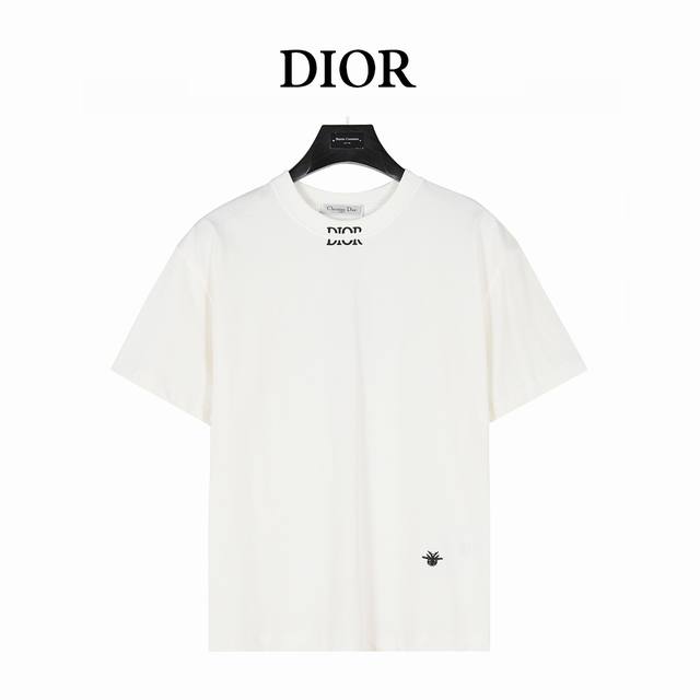 Dior 迪奥 25Ss 领口拼接字母蜜蜂刺绣短袖T恤 采用原版280G双纱对版定织定染面料 螺纹同缸定染零色差 独家品质 区别通货 领口螺纹拼接Logo刺绣，