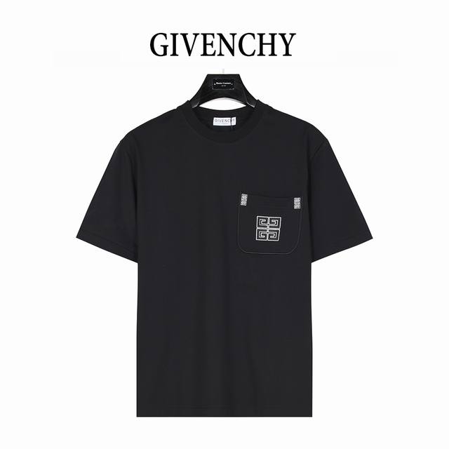Givenchy 纪梵希 25Ss 4G宫格口袋刺绣短袖T恤 最高版本 定制面料280克 %双纱棉 开模原版过鉴定领标 %真丝洗水标 正品代购级原版吊牌 配套吊