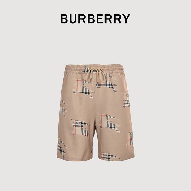 Burberry 巴宝莉Bbr 格纹战马 印花短裤 印花采用日本进口珍珠浆先打底再印色再包边共用35道工艺完成 展现 Logo印花立体效果，成品耐水洗不脱浆，全