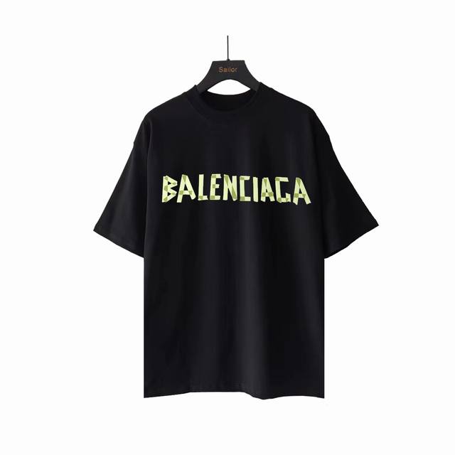 实拍细节图+尺码表 Balenciaga 巴黎世家 前后Logo印花短袖T桖 纯棉柔软面料 对色定染面料 高水平印花工艺 搭配螺纹刺绣 简约大气，采用进口水浆材