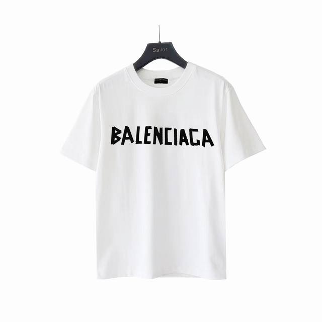 实拍细节图+尺码表 Balenciaga 巴黎世家 前后Logo印花短袖T桖 纯棉柔软面料 对色定染面料 高水平印花工艺 搭配螺纹刺绣 简约大气，采用进口水浆材