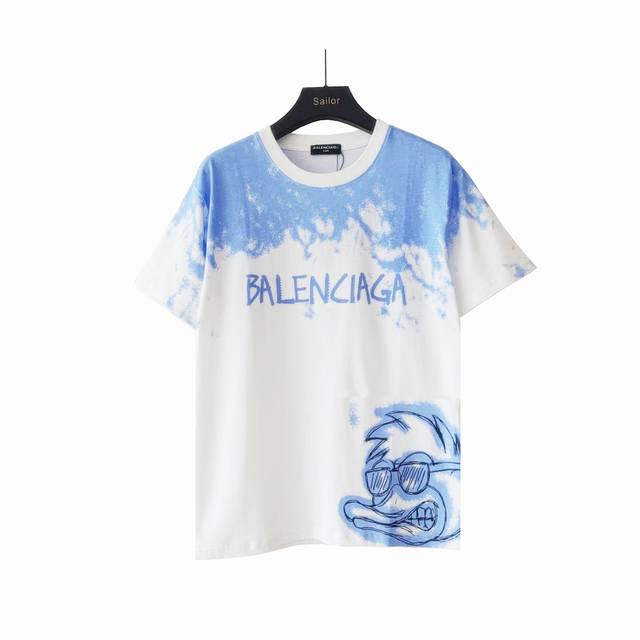 实拍细节图+尺码表 Balenciaga 巴黎世家 墨镜涂鸭短袖T桖 纯棉柔软面料 对色定染面料 高水平印花工艺 搭配螺纹刺绣 简约大气，采用进口水浆材质 水浆