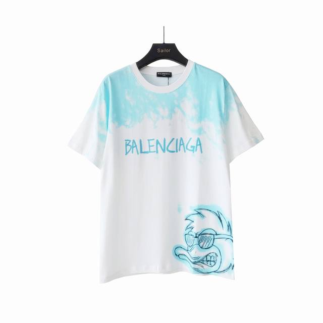 实拍细节图+尺码表 Balenciaga 巴黎世家 墨镜涂鸭短袖T桖 纯棉柔软面料 对色定染面料 高水平印花工艺 搭配螺纹刺绣 简约大气，采用进口水浆材质 水浆