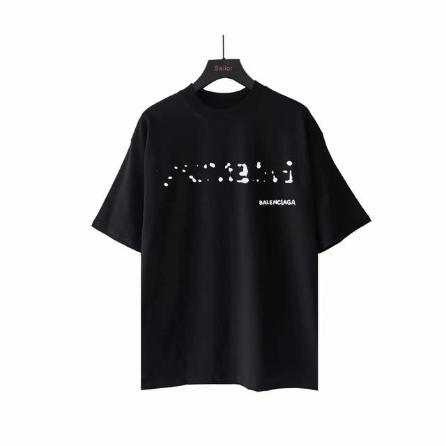 实拍细节图+细节图 巴黎世家Balenciaga 模糊阴影Logo短袖 巴黎世家模糊短袖 23年新主麦上身 印花采用康丽直喷丝网印花工艺区别市场面料采用32S2