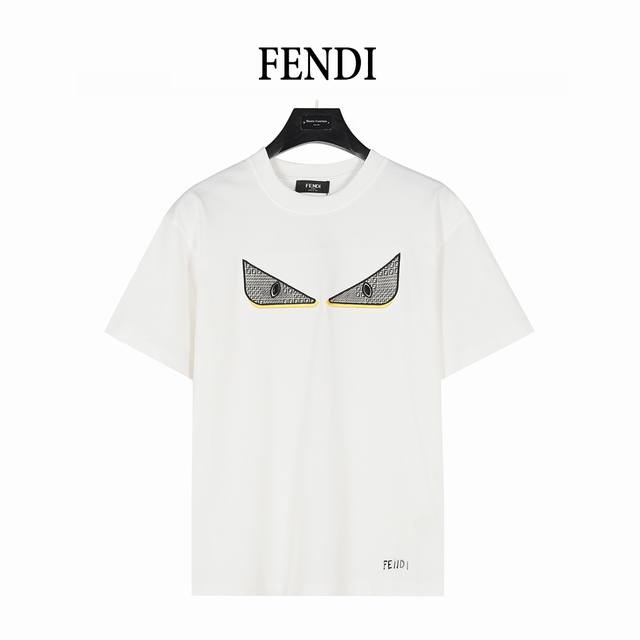 Fendi 芬迪 25Ss 老花拼布恶魔烫钻小眼睛刺绣短袖T恤 Logo标识精致升级 灵感源自八十年代复古 原版面料 官方同款 短袖T恤 定制260克同缸染面料