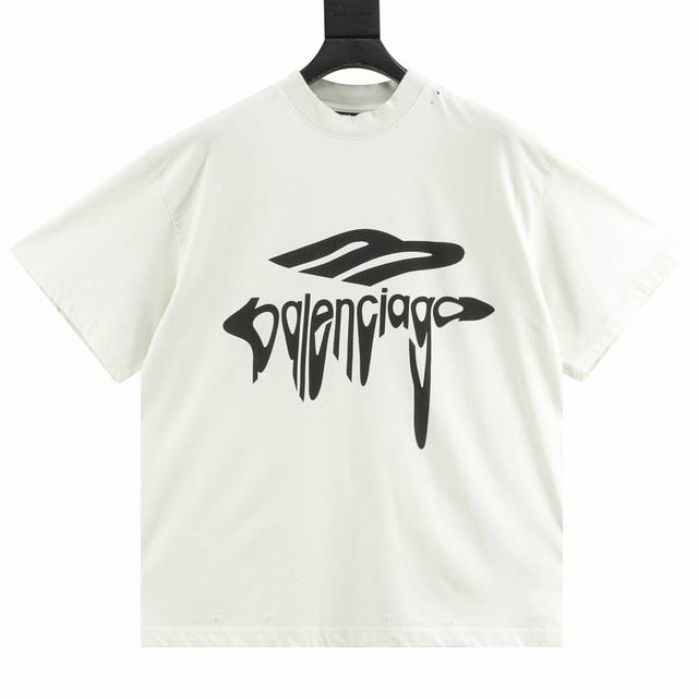 Balenciaga 巴黎世家 融化字母印花短袖 原6,200购入，采用特定重磅16S230G精棉平纹针织定染对色面料，定织十字拉架罗纹对板同缸染色确保无色差，