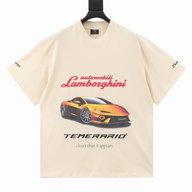 Balenciaga 巴黎世家 兰博基尼赛车短袖 原版购入，采用特定重磅16S230G精棉平纹针织定染对色面料，定织十字拉架罗纹对板同缸染色确保无色差，遵循原版