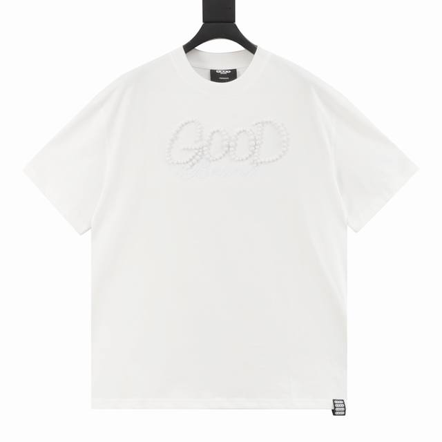 Goodbrand 纯色珍珠Logo 短袖T恤 男女同款 350克重面料 颜色：白色 尺码：S-Xl