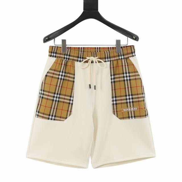 Burberry 巴宝莉 25Ss 格纹口袋拼接字母Logo刺绣短裤 2025新品发售Vintage Check拼接短裤， 全新设计的品牌格纹元素Logo口袋拼