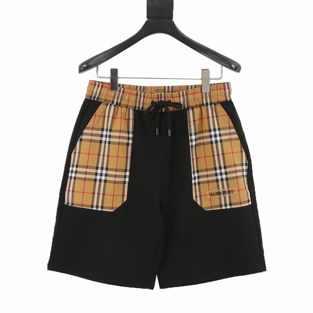 Burberry 巴宝莉 25Ss 格纹口袋拼接字母Logo刺绣短裤 2025新品发售Vintage Check拼接短裤， 全新设计的品牌格纹元素Logo口袋拼