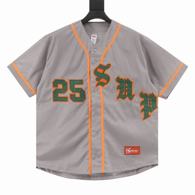 Supreme X 40 Acres 联名款 Ss25 Week9 Twill Baseball Jersey 后背数字英文Logo印花舒适简约休闲短袖美式潮流