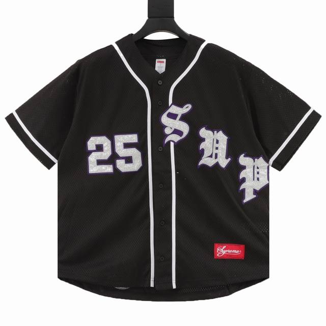Supreme X 40 Acres 联名款 Ss25 Week9 Twill Baseball Jersey 后背数字英文Logo印花舒适简约休闲短袖美式潮流