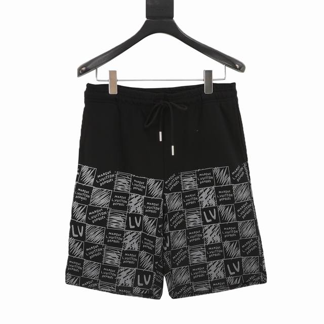 Louis Vuitton 路易威登 25Ss 满印棋盘格Logo数码直喷短裤 选用定制400克毛圈面料，质感厚实，不仅能保证穿着的舒适度，提供柔软亲肤的体验，