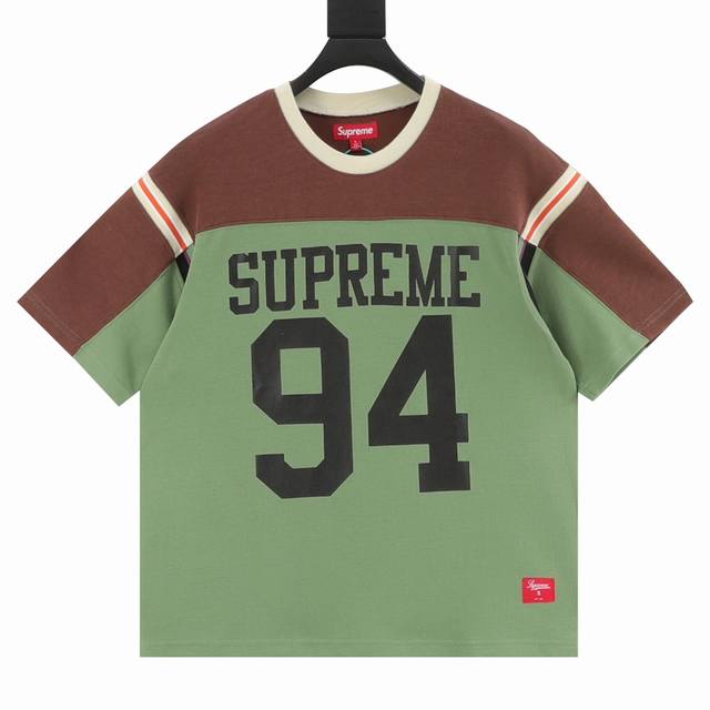 Supreme Ss25 Week8 Split S S Football Top 拼接图案罗纹圆领短袖 美式潮流足球衣 男女同款 原版购入开发！拼色螺纹1:1