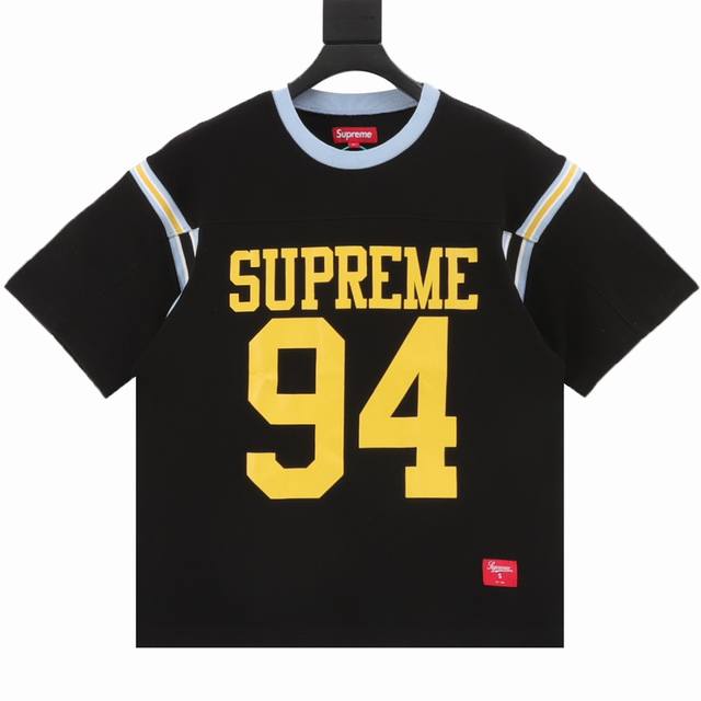 Supreme Ss25 Week8 Split S S Football Top 拼接图案罗纹圆领短袖 美式潮流足球衣 男女同款 原版购入开发！拼色螺纹1:1
