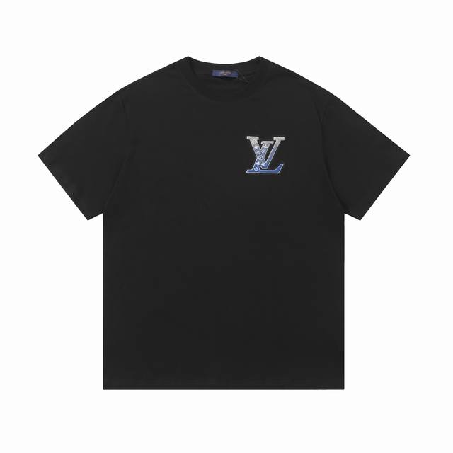 上新 高版本 顶级最高版本 Louis Vuitton 路易威登 蓝标牙刷刺绣圆领短袖 男女同款 情侣款 宽松版型 最高版本 原版面料 高版本 高品质 所有细节