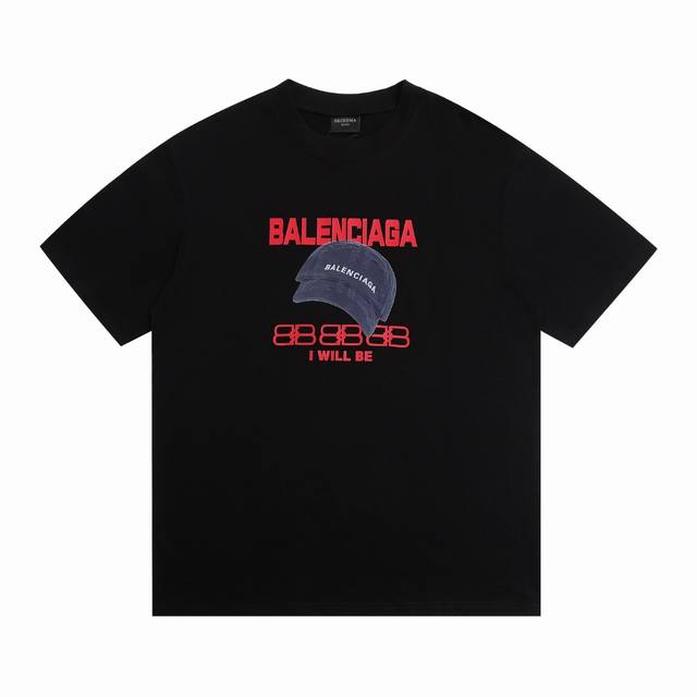 上新 高版本 Balsenciaga巴黎世家 硅胶字母棒球帽短袖T恤 最高版本！定制面料 克100%双纱棉！字母硅胶彩色立体棒球帽烫画工艺设计！ 辅料：开模原版
