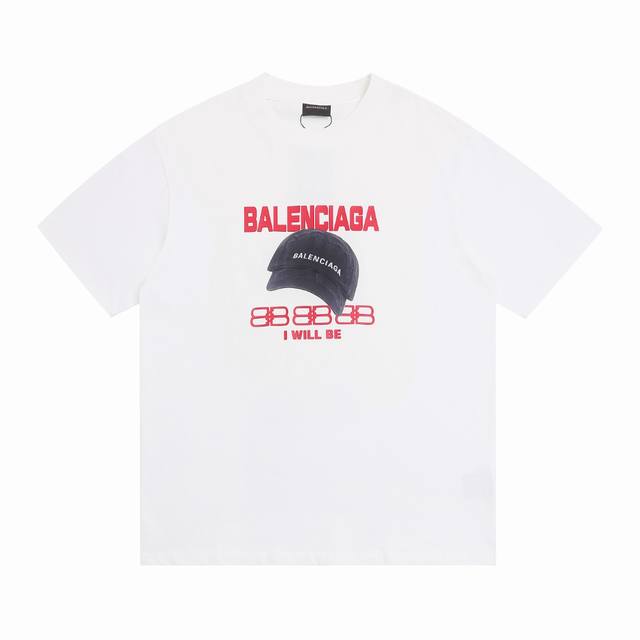上新 高版本 Balsenciaga巴黎世家 硅胶字母棒球帽短袖T恤 最高版本！定制面料 克100%双纱棉！字母硅胶彩色立体棒球帽烫画工艺设计！ 辅料：开模原版