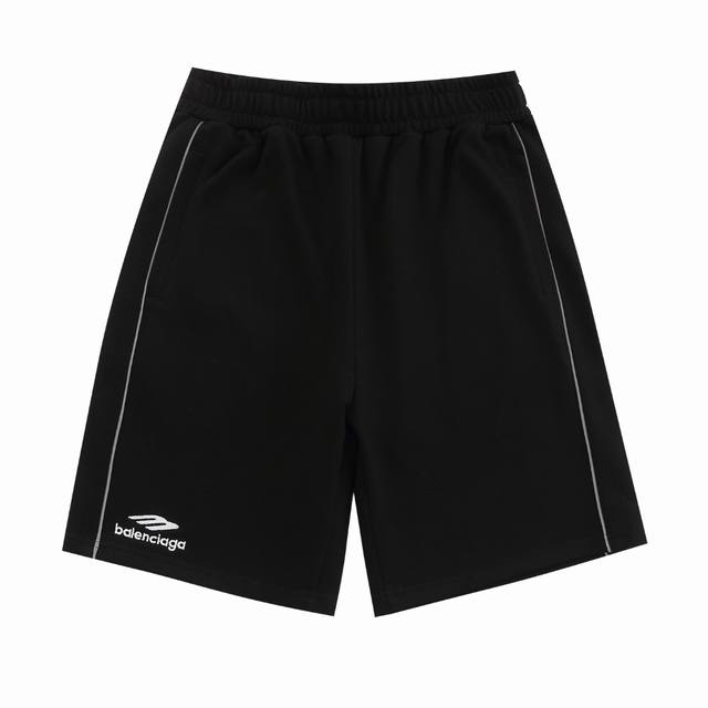 上新 顶级版本 Balenciaga巴黎世家 Ss前刺绣反光条休闲情侣宽松纯棉毛圈短裤 最高版本！定制420克毛圈卫衣面料！特殊走线工艺 完全对版 辅料：开模原