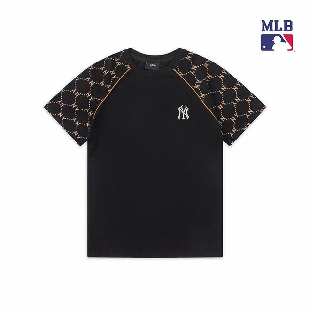 新款上新 Mlb新款拼接短袖，男女同款，袖子满印Logo拼接，时尚感拉满，面料采用260克双纱纯棉，颜色都是原版一比一的定制，支持扫码验证，一件一码， 高品质