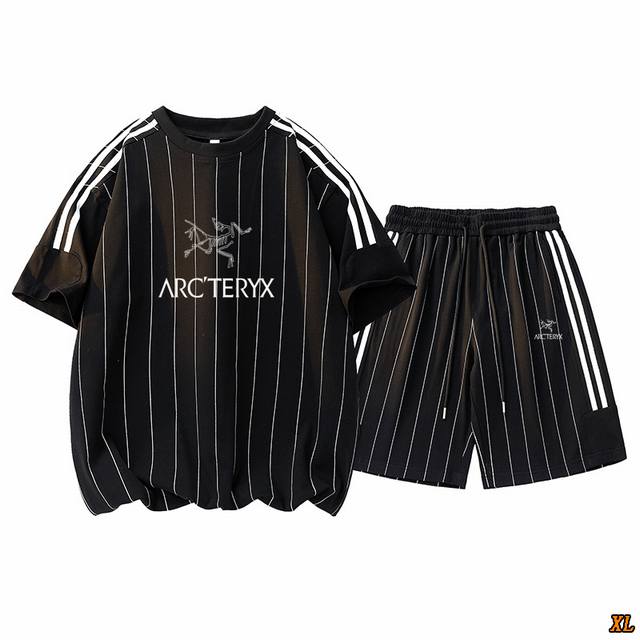 Arc’Teryx始祖鸟 独家实拍上新夏季高品质套装T恤薄款条纹款篮球休闲运动短袖短裤运动套装，本季主打，货源充足，放心主推，高端品质，经典设计，做工出色，经典