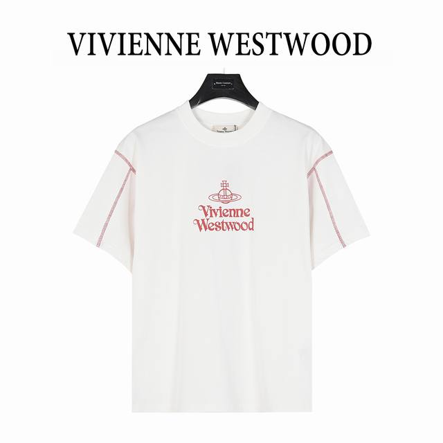 Vivienne Westwood 西太后 25Ss Logo图案印花明线短袖T恤 面料采用高克重260G重精梳棉，定制1:1螺纹，面料舒适亲肤无异感， 整件衣