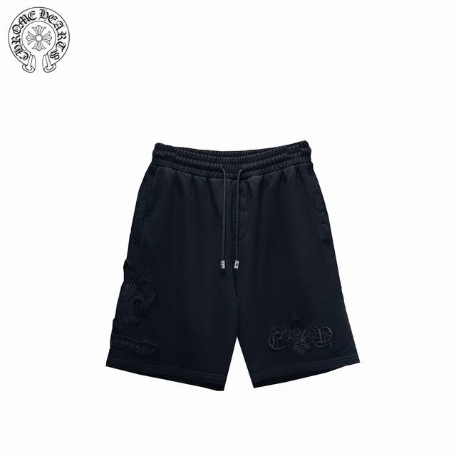Chrome Hearts 克罗心25Ss 炒盐贴布绣刺绣短裤 采用订色订染毛圈纯棉卫衣面，420G双股双纱，手感舒适 进口针织针梳棉进行制作，厚度适中，有垂感