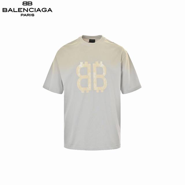 Balenciaga 巴黎世家 扎染双B印花水洗做旧短袖 原 10,900购买，精纺平纹面料、赃污油墨印花、洗水做旧效果、石磨破洞设计、大廓形版型、全套辅料配备
