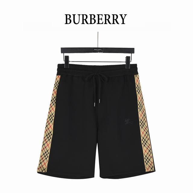 Burberry 巴宝莉 25Ss 格纹织带战马刺绣短裤 2025最新款休闲经典时尚短裤，高品质定制太空棉面料， 手感细腻，舒适透气！两侧定织格纹织带拼接，腰部