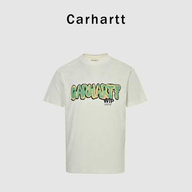 Carhartt Wip 卡哈特 25Ss 涂鸦字母渐变印花短袖 宽松休闲版型 浓郁的街头风格 简约时尚 胸前彩色的大号Carhartt字母印花 色彩渐变而斑斓