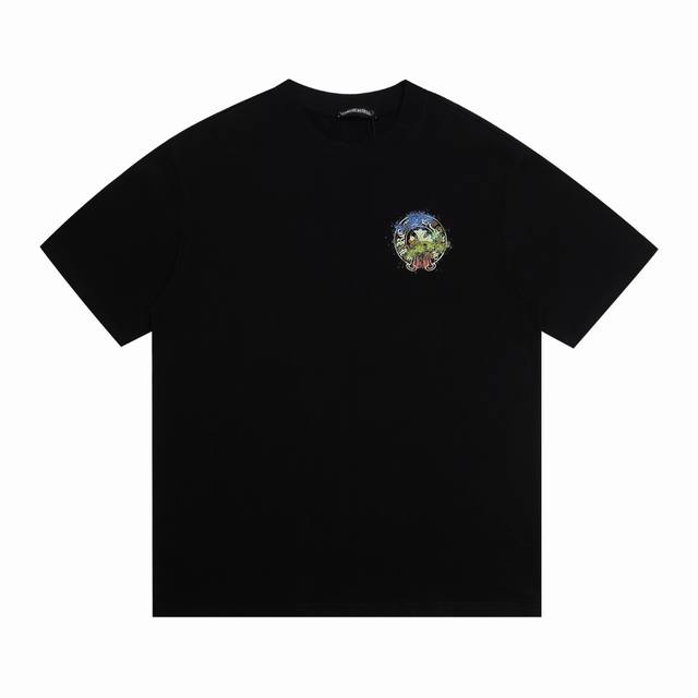 上新 高版本 Chrome Hearte 克罗心立体炫彩渐变马蹄印花短袖T恤 最高版本！定制面料 克100%双纱棉！发泡喷绘工艺设计！ 辅料：开模原版过鉴定领标
