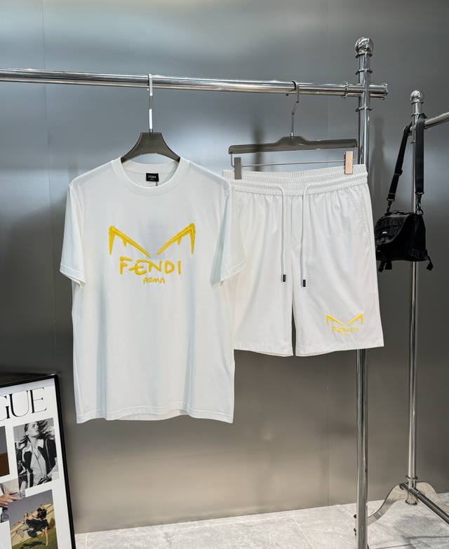 衣服- 。裤子-P180。 Fend*I芬迪25S夏季男士休闲五分裤.可搭配套装！小怪兽字母元素印花，干净利落...优选速干面料，亲肤舒适吸汗速干透气.....