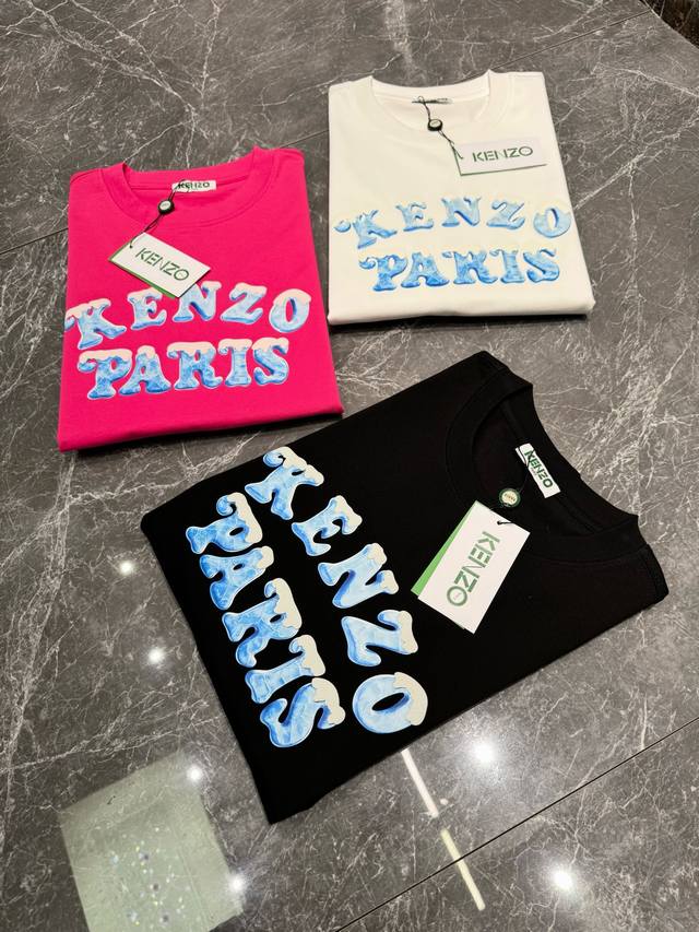 Kenz* 25Ss春夏新品T恤.最新短袖T恤，传承经典著作改良后的新品更加的具有立体感官，胸前字母Logo雪花图案印花设计！定制 G纯棉面料。有喜欢赶紧入手吧
