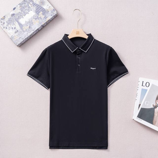 新品上市 Salvator*Fer*Agamo 菲拉25春夏高端甄选男士商务休闲长袖珠地棉马球Polo衫！ 甄选高克重双股丝光珠地环保面料，老牌工坊成衣工序定织