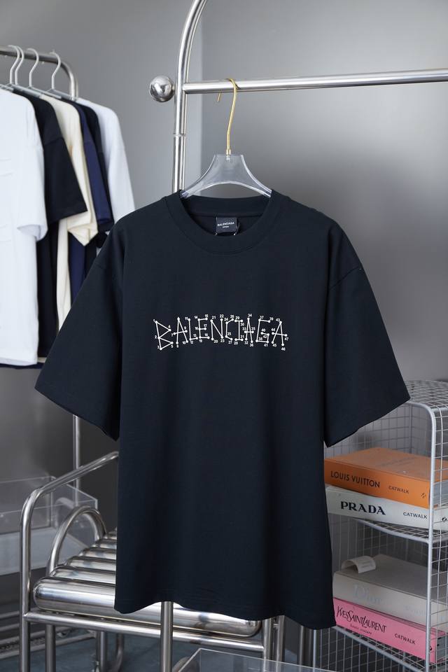 Balenci*Ga 25Ss早春新 Bb字母厚版印花短袖 轻奢主义 男女日常通勤穿搭必备单品 正确版本 欢迎对比 详细特征 320克 % 纯棉双纱汗布面料 同