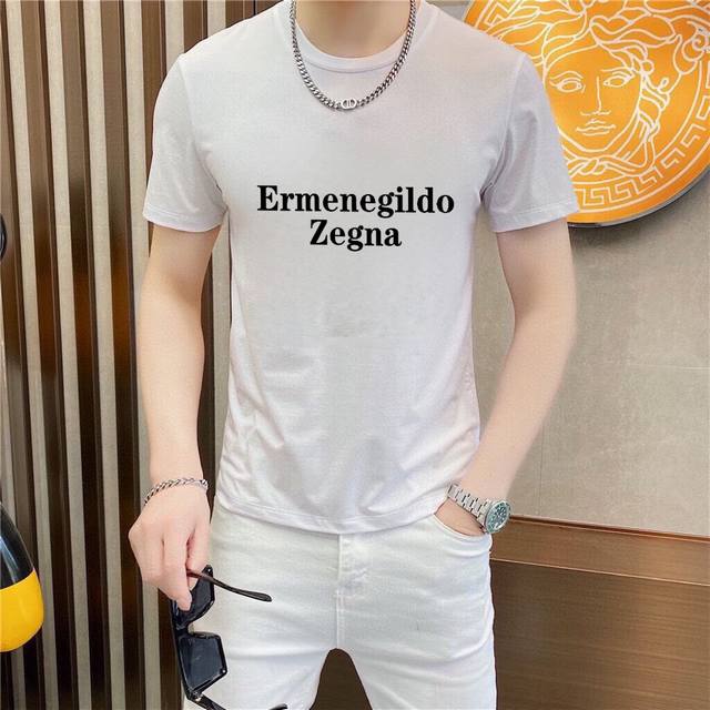 直 品牌 Zegna杰尼亚 胖子福音 原单男士休闲短袖T恤，2025春夏新品，定制胸前顶级Logo 工艺、搭配整件细节 品质及剪裁设计都堪称一流，定制进口丝光棉