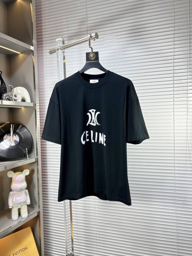 Celi*赛琳 Ss25夏季新款短袖，顶级图案Logo，帅气时尚，简约百搭款。面料棉 不仅挺括，保持潮流的廓形，又穿着舒适，纱织更细腻 欧版偏大 男女同款 码数